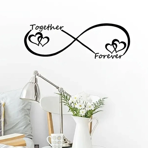Infinity Heart Wall Sticker Together Forever Black PVC Decal For Home Living Room Bedroom Decor Romantic Minimalist Art