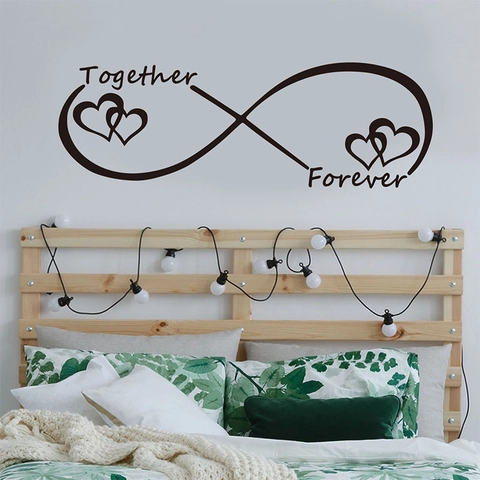 Infinity Heart Wall Sticker Together Forever Black PVC Decal For Home Living Room Bedroom Decor Romantic Minimalist Art
