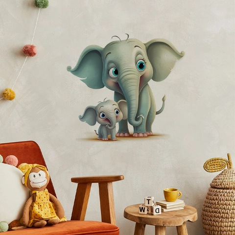 Cartone Animato Genitore Figlio Elefante Adesivi Murali Rimovibili PVC Autoadesivi Per Camera Dei Bambini Camera Da Letto Soggiorno Decor