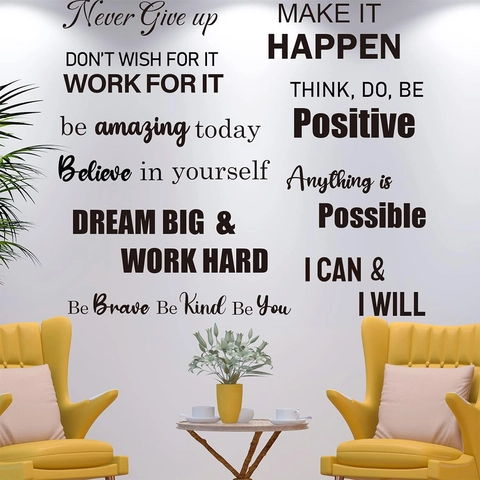 Never Give Up Inspirierende Zitate Wandaufkleber Abnehmbare PVC Schriftzug Aufkleber Für Schlafzimmer Büro Wohnzimmer Dekoration