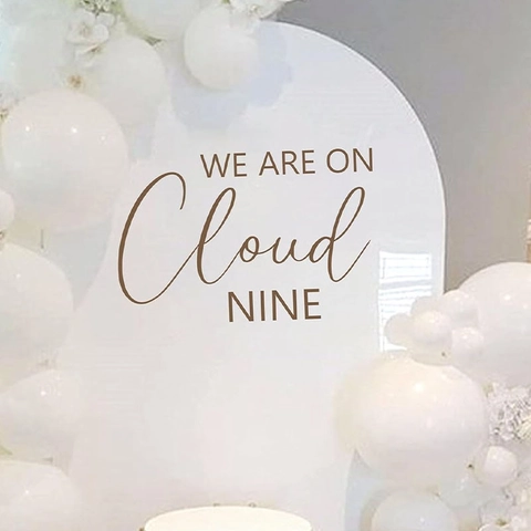 We Are On Cloud Nine PVC Wall Sticker Gold Art Lettering Phrase Decal For Baby Shower Party Birthday Backdrop Home Decor