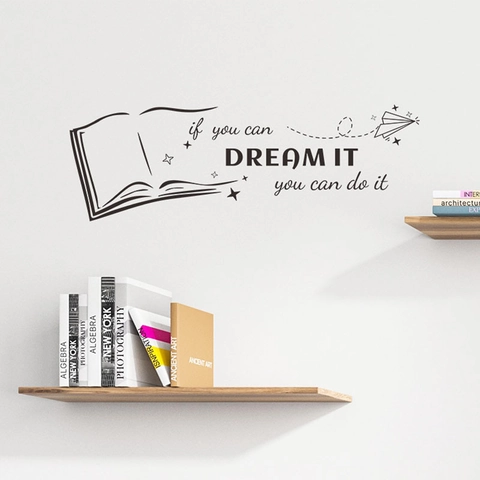 Removable PVC Wall Sticker Dream It Do It Inspirational Quote Book Paper Plane Star Decal For Living Room Bedroom Decor