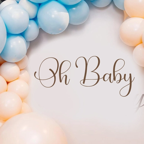 Oh Baby Shower Adesivo da Parete PVC Rimovibile Autoadesivo Scritta Artistica Decalcomania per Neonati Compleanno Festa Decorazione Nero