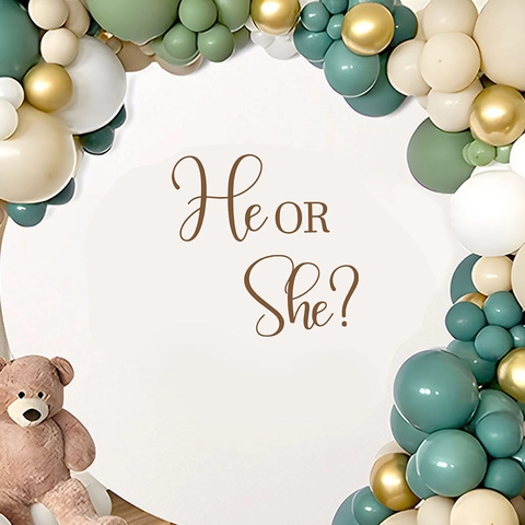 Gender Reveal He Or She Wall Sticker Removable PVC Decal For Baby Shower Party Decoration Home Living Room Bedroom Gold Art Lettering