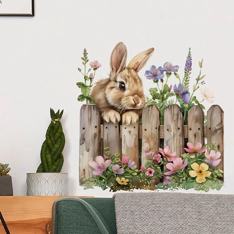 Abnehmbare PVC Cartoon Tier Zaun Wandsticker Süße Kuh Hase Panda Dekorative Wandbild Für Kinderzimmer Wohnzimmer Schlafzimmer