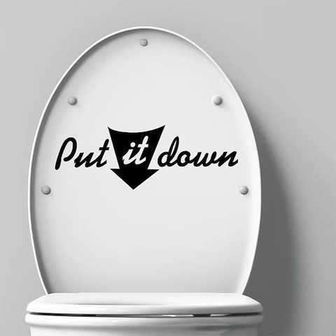 Put It Down Toiletsticker PVC Muursticker Waterdicht Zwart Minimalistisch Verwijderbaar Badkamer Decoratie Stickers