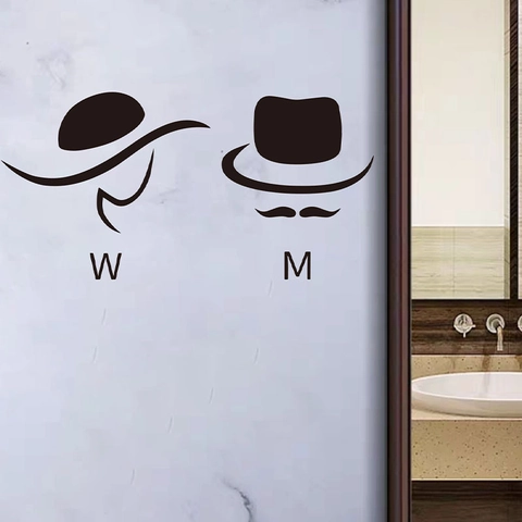 Pegatina De Inodoro Creativa Silueta Negra Para Baño Silueta De Hombre Y Mujer Letrero Decorativo PVC Impermeable Pegatina De Pared