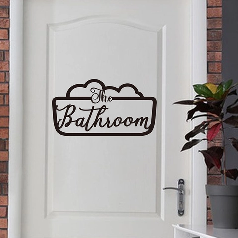 Adhesivo de Pared de Vinilo The Bathroom Negro Moderno Letrero de Baño Calcomanía de PVC Removible para Decoración del Hogar