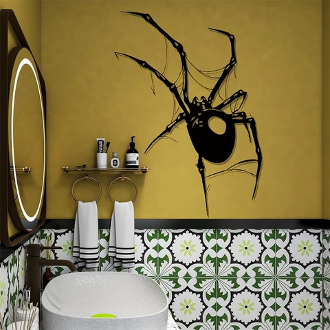 Halloween Spider Wall Sticker Large Black Removable PVC Self Adhesive Decal For Living Room Bedroom Bathroom Decor