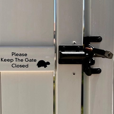 Pegatina de Señal Please Keep The Gate Closed Calcomanía de Puerta de PVC Impermeable Con Patrón de Tortuga Decoración de Advertencia de Puerta de Patio
