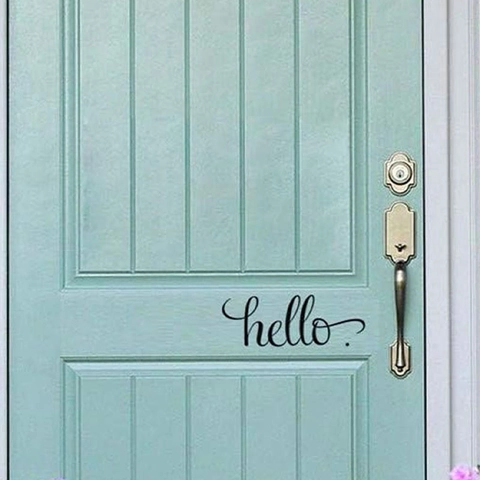 Hello Slogan Türaufkleber Abnehmbar PVC Selbstklebend Wandtattoo Für Badezimmer Zuhause Eingangsbereich Dekorativer Schriftzug Aufkleber