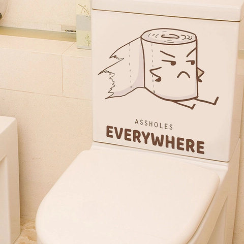 Grappige Cartoon Toiletsticker Waterdichte PVC Badkamersticker Met Humoristische Tekst Verwijderbare Muurkunst Decoratie