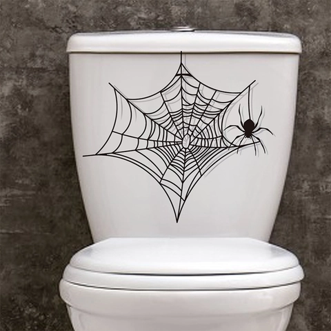 Pegatina de Inodoro con Telaraña de Halloween PVC Removible Autoadhesiva para Baño Decoración Araña Espeluznante