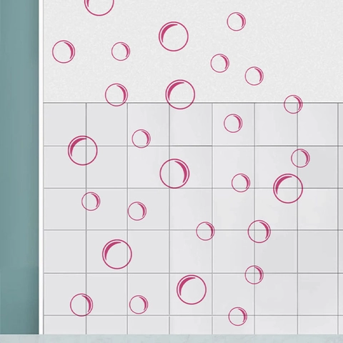 Adesivi Murali con Motivo a Bolle Rosa PVC Removibili Autoadesivi Decalcomanie da Parete per Soggiorno Camera da Letto Bagno Casa