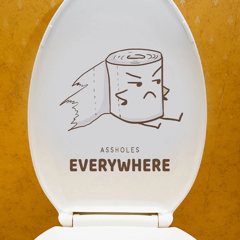 Grappige Cartoon Toiletsticker Waterdichte PVC Badkamersticker Met Humoristische Tekst Verwijderbare Muurkunst Decoratie