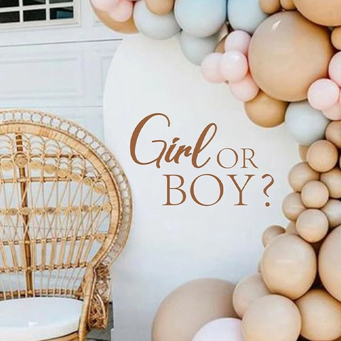 Gender Reveal Party Wall Sticker Brown PVC Girl Or Boy Lettering Decal For Baby Shower Birthday Party Backdrop Decoration