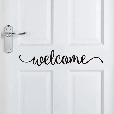Welcome Belettering Muursticker Zwart Verwijderbaar PVC Kunst Decal Voor Woonkamer Entree Slaapkamer Huis Decoratie Muurschildering