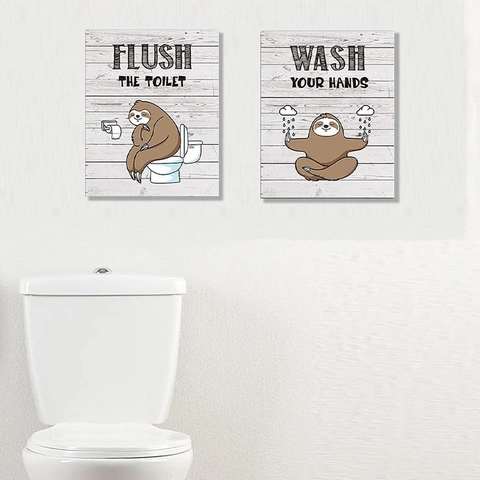 Pegatinas de Pared de Baño de Perezoso de Dibujos Animados Reglas de Baño Eslógan PVC Calcomanías de Pared Autoadhesivas Removibles