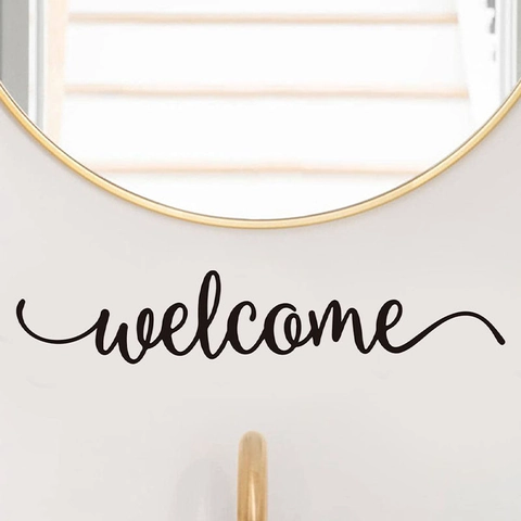 Welcome Belettering Muursticker Zwart Verwijderbaar PVC Kunst Decal Voor Woonkamer Entree Slaapkamer Huis Decoratie Muurschildering