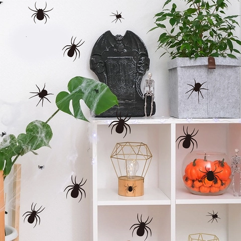 Halloween Horror Spider Wall Stickers Removable Black PVC Decals For Living Room Entryway Bedroom Holiday Party Home Decoration