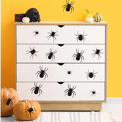Halloween Horror Spider Wall Stickers Removable Black PVC Decals For Living Room Entryway Bedroom Holiday Party Home Decoration