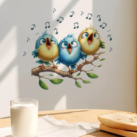 Adesivi Murali Cartone Animato Uccelli Gufi PVC Rimovibile Ramo Albero Decalcomanie per Cameretta Bambini Camera da Letto