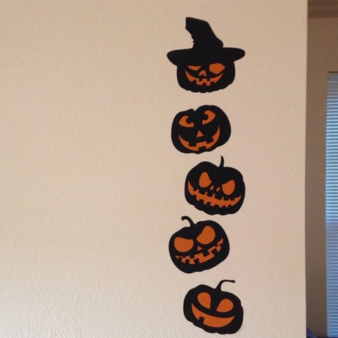Cartoon Halloween Kürbis Wandaufkleber Abnehmbar PVC Selbstklebend Jack-O-Lantern Wandtattoo Für Wohnzimmer Schlafzimmer Deko