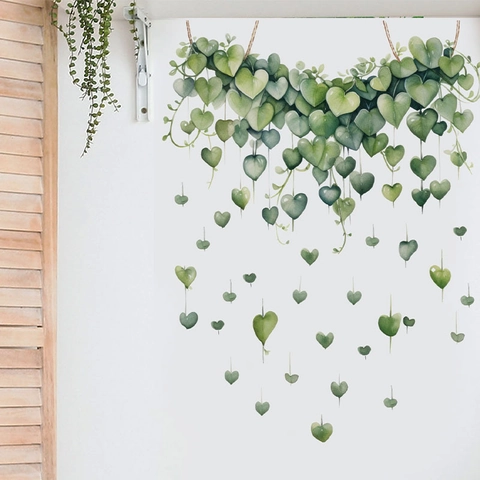 Autocollants Muraux Amovibles en PVC Plantes en Pot Feuilles Suspendues Papillon Peinture Murale Autocollante Décoration Maison