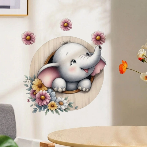 3D Cartoon Baumloch Tier Wandaufkleber PVC Abnehmbare Dekoration Wandtattoos Für Kinderzimmer Schlafzimmer Wohnzimmer Haus Dekoration