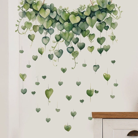 Autocollants Muraux Amovibles en PVC Plantes en Pot Feuilles Suspendues Papillon Peinture Murale Autocollante Décoration Maison