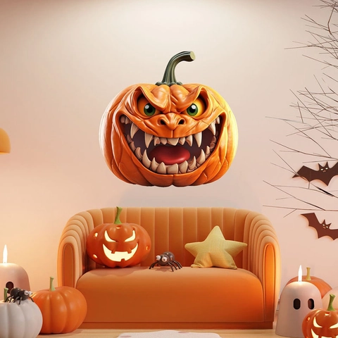 Halloween Gruseliges Kürbis Monster Wandaufkleber 3D Visueller Effekt Abnehmbare PVC Dekoration Für Wohnzimmer Schlafzimmer Party