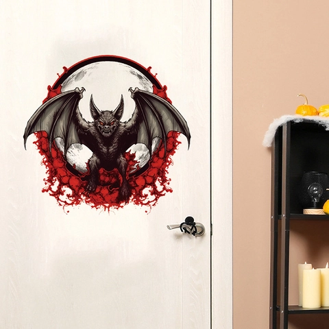 Halloween Wall Stickers Removable PVC Self Adhesive Gothic Bat Black Cat Pumpkin Rose Decals For Home Party Decoration