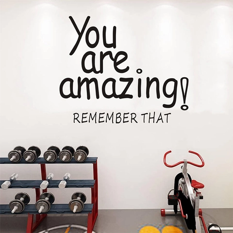 Inspirational Quote You Are Amazing Removable Wall Decal Black PVC Vinyl Lettering Sticker For Gym Office Living Room Decor