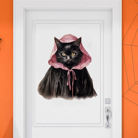 Halloween Wall Stickers Removable PVC Self Adhesive Gothic Bat Black Cat Pumpkin Rose Decals For Home Party Decoration