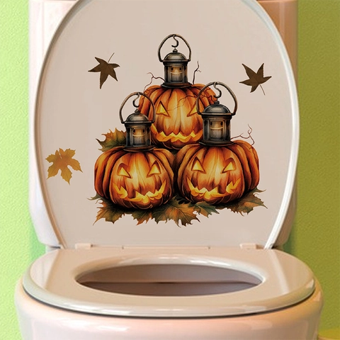 Adesivi Murali di Halloween con Zucca Autoadesivi Rimovibili in PVC per Bagno Gabinetto Casa Decorazione Festa Accessori