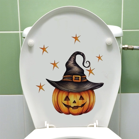 Adesivi Murali di Halloween con Zucca Autoadesivi Rimovibili in PVC per Bagno Gabinetto Casa Decorazione Festa Accessori