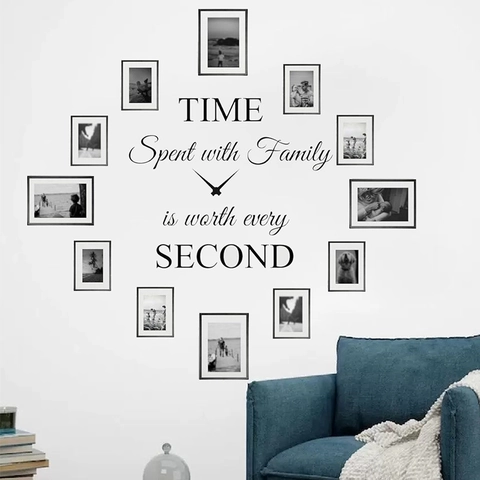 Removable PVC Wall Sticker Family Quote DIY Art Decal Modern Casual Black Clock Layout Home Decor For Living Room Bedroom