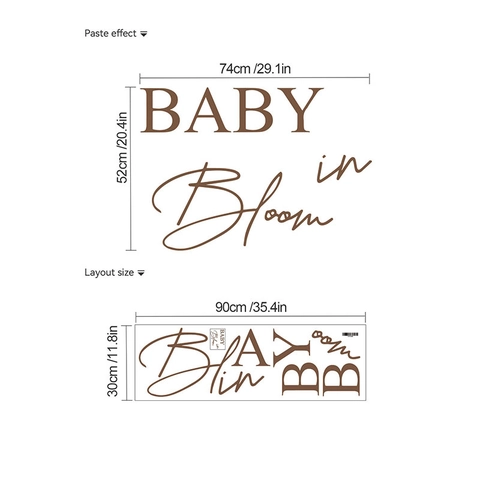 Adesivo Murale Baby In Bloom Per Decorazione Festa Baby Shower Marrone PVC Floreale Adesivo Per Cameretta Gender Reveal