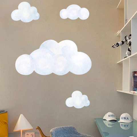 Aquarell Hellblau Wolke Wandtattoo Abnehmbare PVC Aufkleber Für Wohnzimmer Schlafzimmer Kinderzimmer Home Decor DIY Kunst