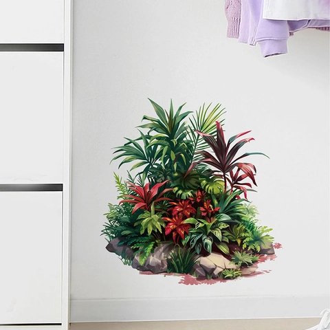 Adesivi Murali in PVC Con Piante Tropicali Moderne Foglie Verdi Impermeabili Rimovibili Decalcomanie Murali Botaniche Per Decorazioni Casa