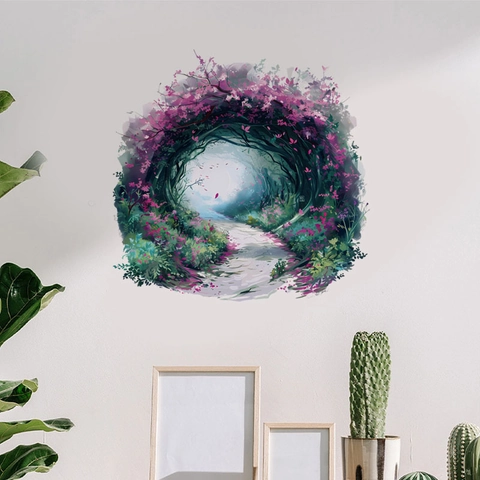 PVC Naturlandschaft Wasserfall Waldpfad Wandtattoo Abnehmbar DIY Haus Deko Für Wohnzimmer Schlafzimmer Wandbild