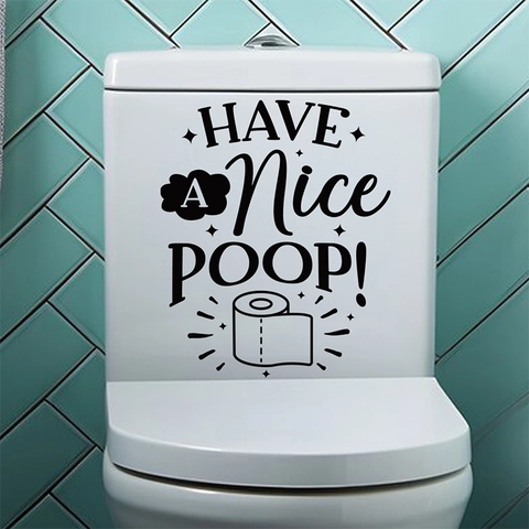 Divertido Adhesivo de Baño HAVE A Nice POOP Impermeable PVC Vinilo Decoración Tanque Inodoro Pegatina Autoadhesiva
