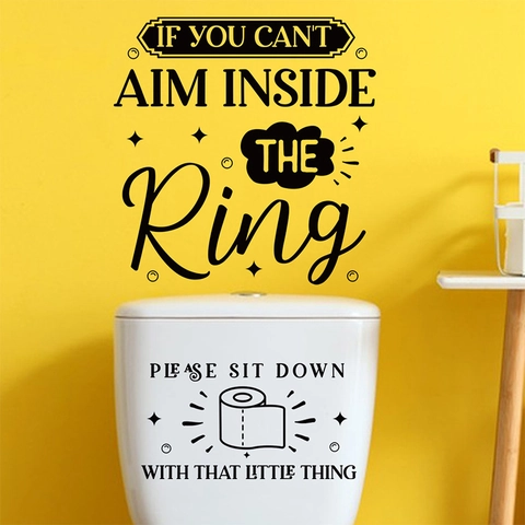 Pegatinas de Inodoro de PVC Removibles Humorísticas Con Frases en Inglés Si No Puedes Apuntar Por Favor Siéntate Decoración