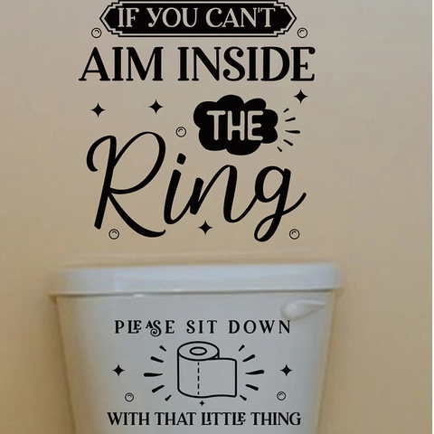 Pegatinas de Inodoro de PVC Removibles Humorísticas Con Frases en Inglés Si No Puedes Apuntar Por Favor Siéntate Decoración