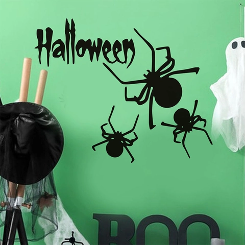 Halloween Spinne Wandaufkleber PVC Schwarz Silhouette Abnehmbares Wandbild Für Haus Party Fenster Tür Dekoration Horror Thema