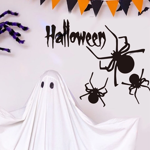 Halloween Spinne Wandaufkleber PVC Schwarz Silhouette Abnehmbares Wandbild Für Haus Party Fenster Tür Dekoration Horror Thema