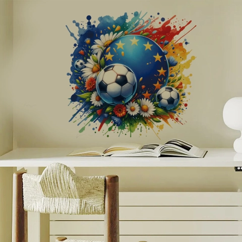 Kreative Fußball Wandtattoo Fußball Baum Sonnenbrille Muster PVC Abnehmbare Kunst Aufkleber Für Schlafzimmer Wohnzimmer Sportfans Dekor