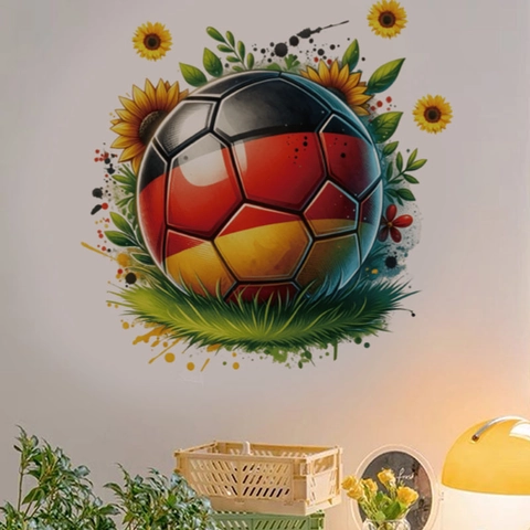 Pegatina de Pared Fútbol 3D Tema Deportivo Salpicaduras Acuarela PVC Autoadhesiva Calcomanía para Sala de Estar Dormitorio Niños Arte Decoración