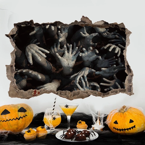 Halloween Horror 3D Zombie Hände Wandaufkleber Abnehmbare PVC Geist Hände Aufkleber Für Wohnzimmer Schlafzimmer Party Deko