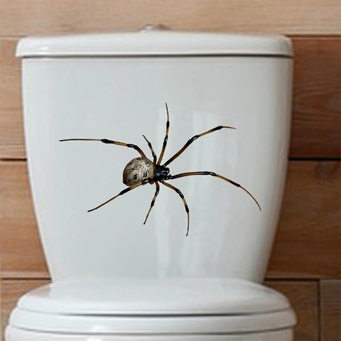 Halloween 3D Realistic Spider Toilet Sticker Removable PVC Bathroom Wall Decal For Scary Party Prank Home Decor